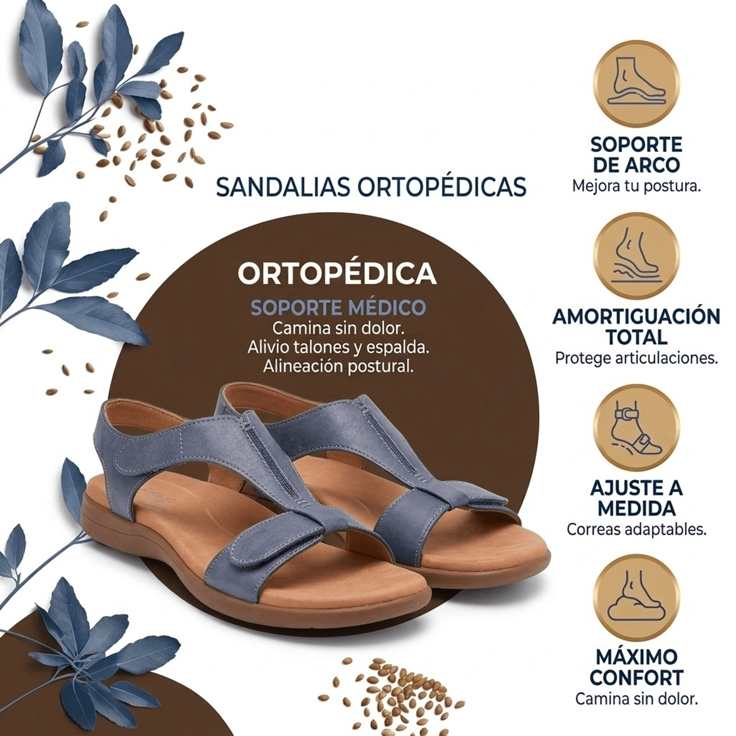 SANDALIAS ORTOPÉDICAS CON SOPORTE PARA EL PIE